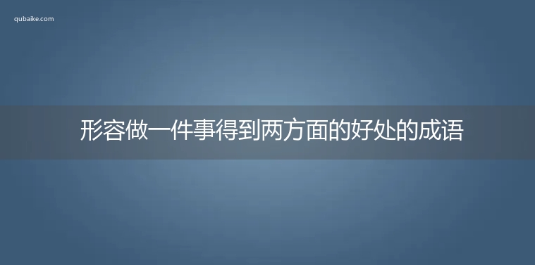 形容做一件事得到两方面的好处的成语