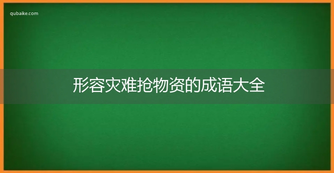 形容灾难抢物资的成语大全