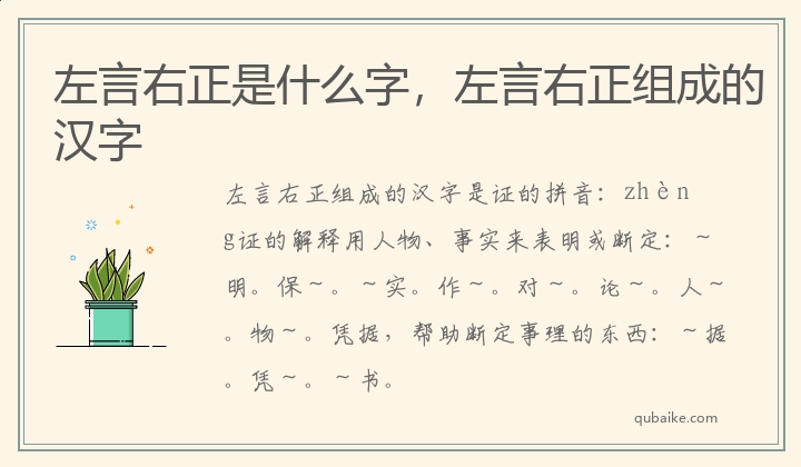 左言右正是什么字，左言右正组成的汉字